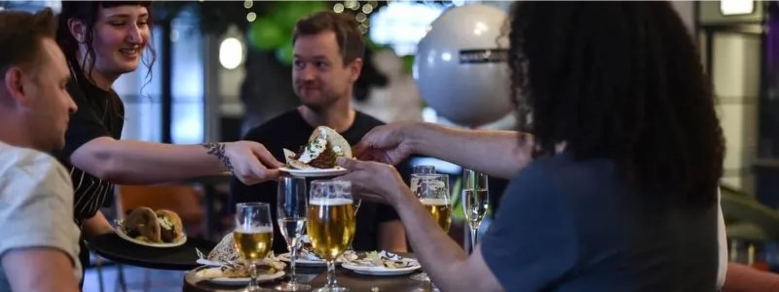 Pints and food at the bar at 1 Mill Street