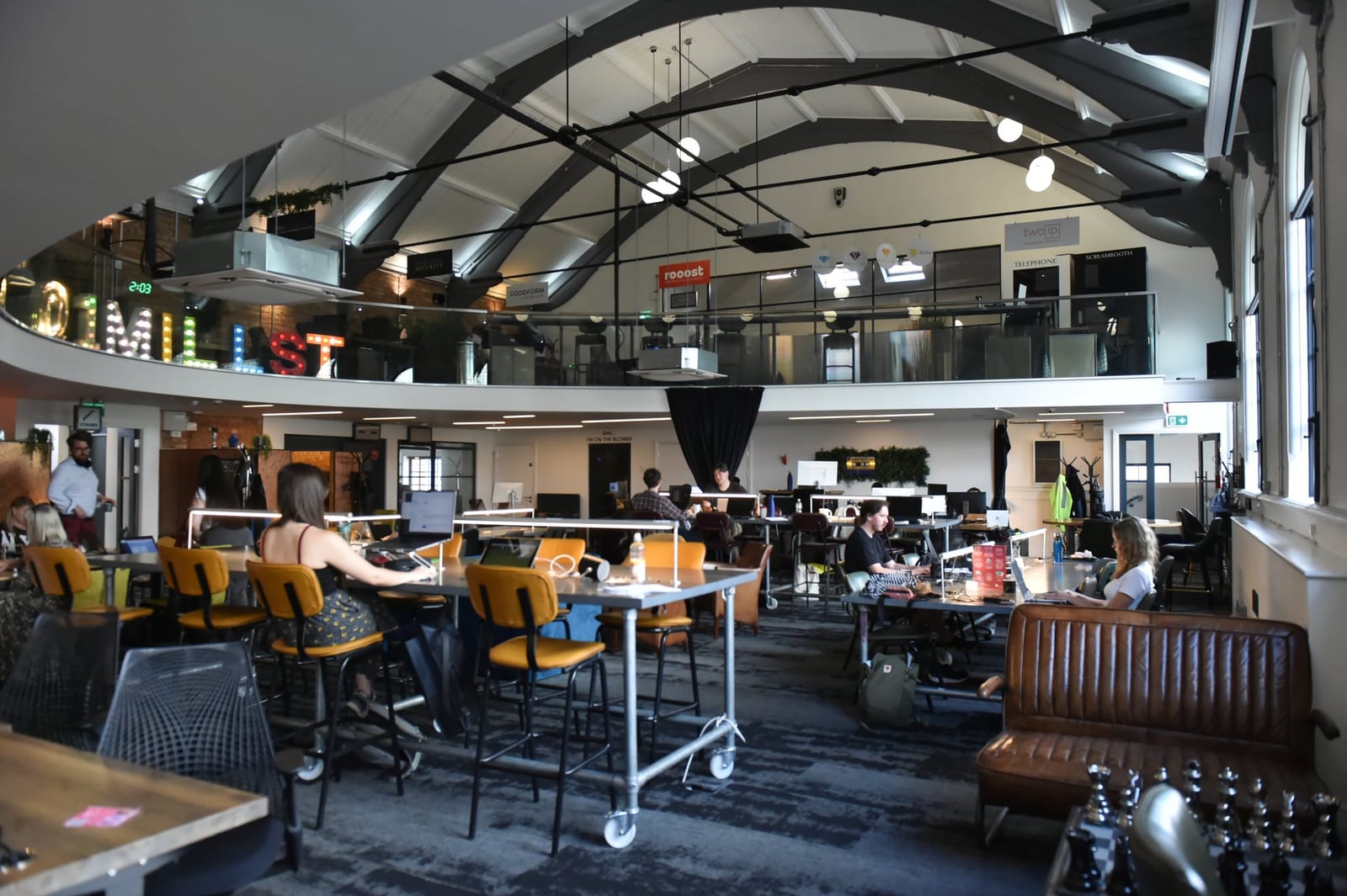 The arched roof and big windows of the upstairs floor at 1 Mill Street