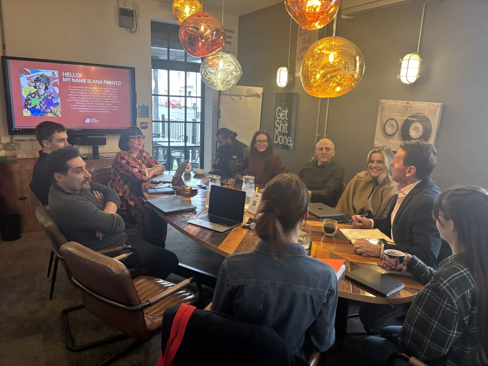A meeting in progress in one of the meeting rooms