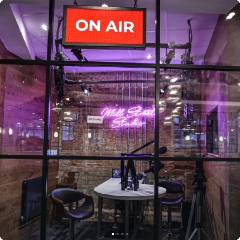 The Mill Street Studios neon sign